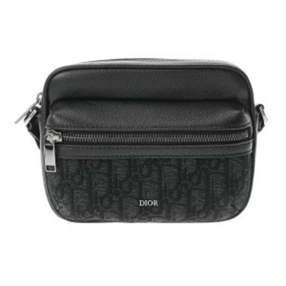 Dior Rider Zip Messenger Bag Black Oblique Jacquard Canvas Grained Calf